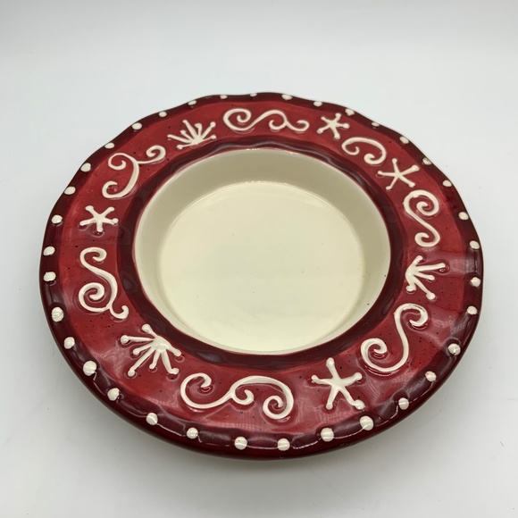 Vintage Bella Casa by Ganz Ceramic Round Christmas 6" Candle Plate - Picture 1 of 11